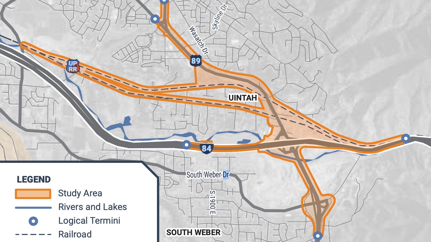 The section of U.S. 89 and I-84 in southern Weber County and northern Davis County that would be upgraded by a new proposal from the Utah Department of Transportation.