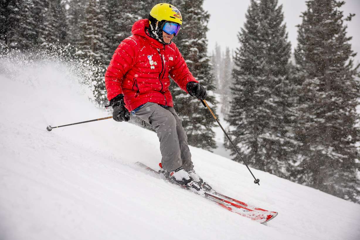 Junior Bounous, 98, skis at Snowbird on Thursday.