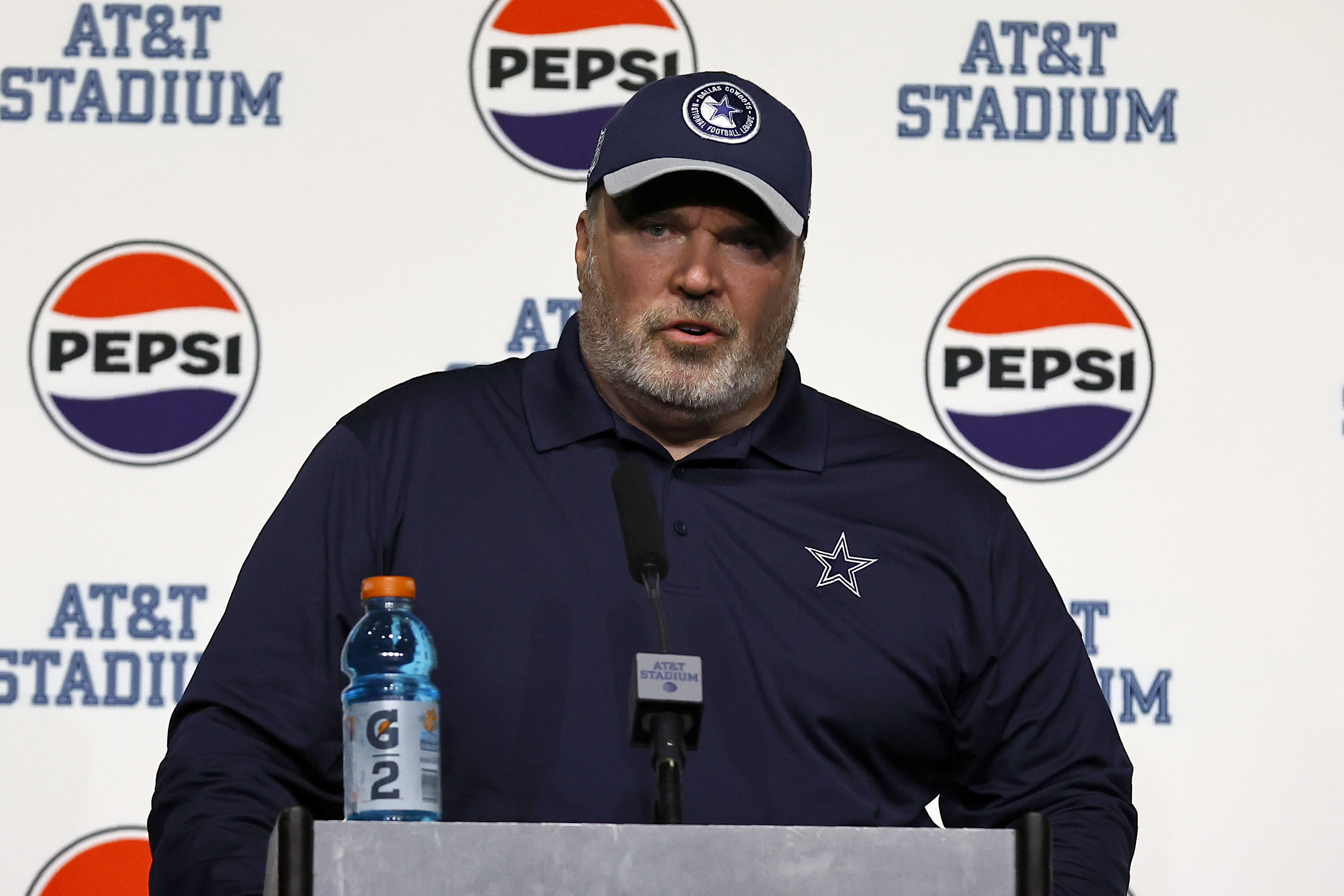 Dallas Cowboys head coach Mike McCarthy responds to questions during a news conference after the team's NFL football game against the Seattle Seahawks in Arlington, Texas, Thursday, Nov. 30, 2023.