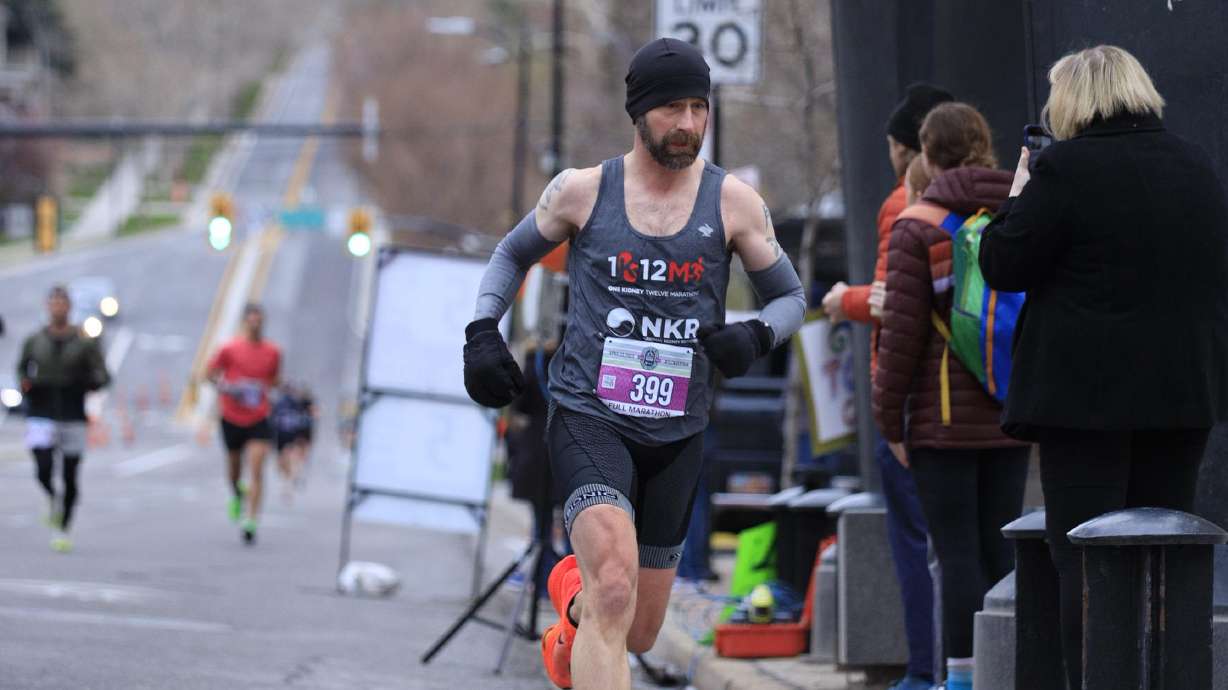Matt Cavanaugh ran the Salt Lake City Marathon in freezing weather on April 22. This was his fourth marathon out of 12 for the year, in order to bring awareness to living kidney donation.