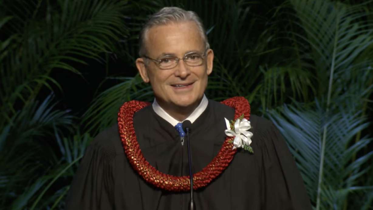 Elder Patrick Kearon, called Thursday as the newest apostle of The Church of Jesus Christ of Latter-day Saints, speaks at BYU-Hawaii’s fall commencement exercise in Laie, Hawaii.