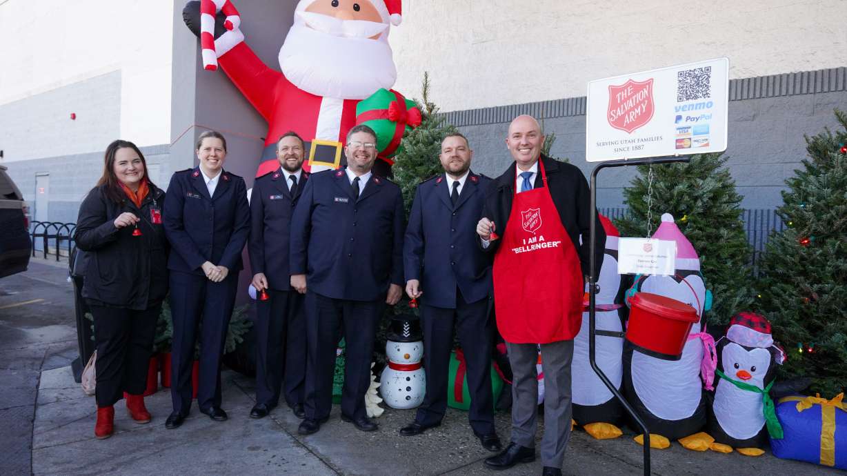 Gov. Spencer Cox encouraged everyone to donate money when he volunteered as a bell ringer for the Salvation Army on Monday.