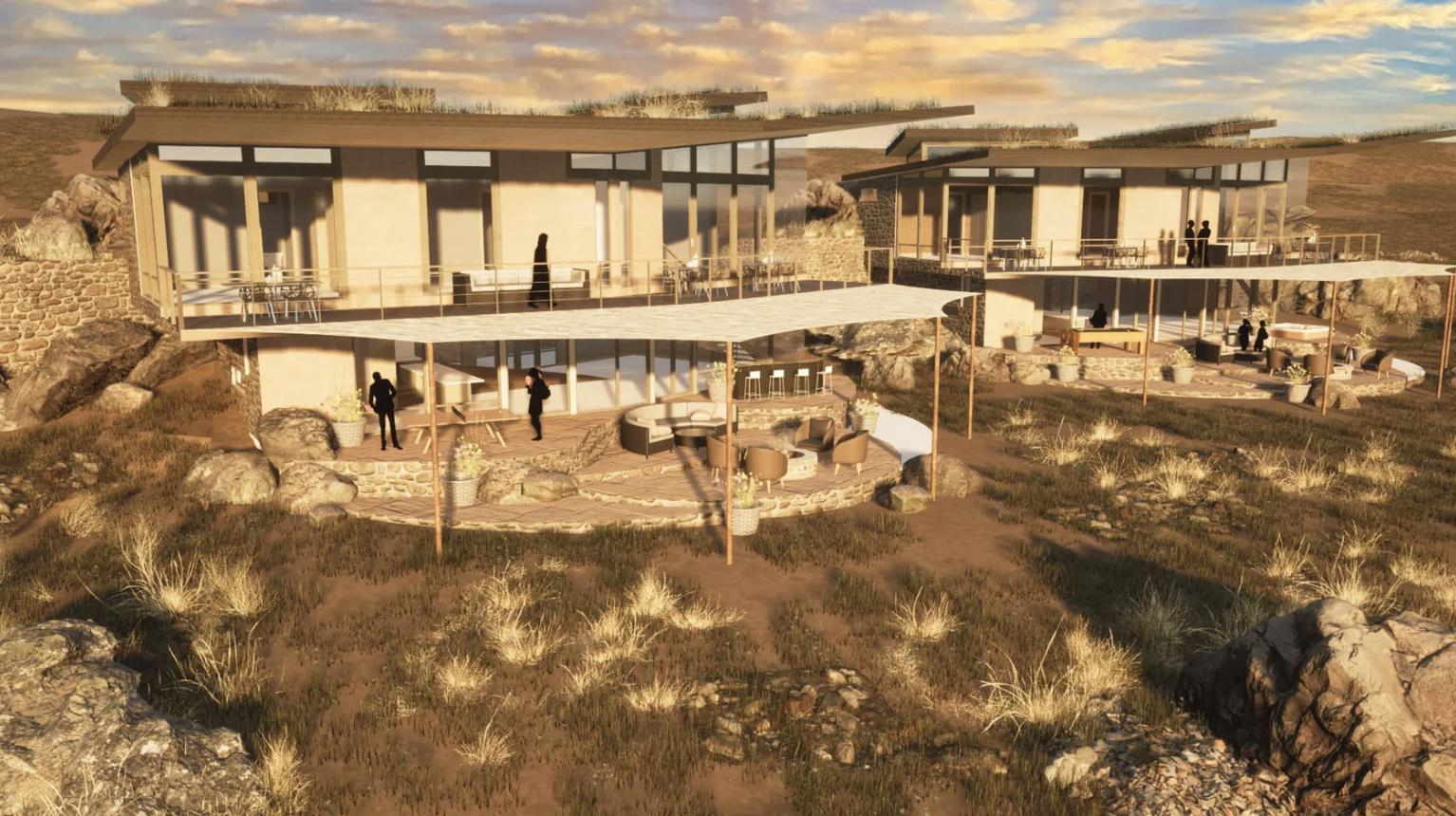 Renderings for a research facility at Antelope Island. It was envisioned as a place for researchers from around the world to visit to study saline lakes. It was created by Utah State University’s Landscape Architecture & Environmental Planning seniors in their capstone class in spring 2023.