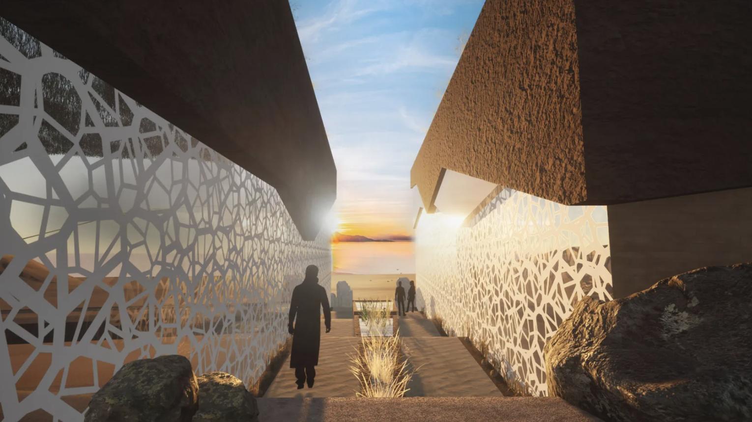 Renderings for a research facility at Antelope Island. It was envisioned as a place for researchers from around the world to visit to study saline lakes. It was created by Utah State University’s Landscape Architecture & Environmental Planning seniors in their capstone class in spring 2023.