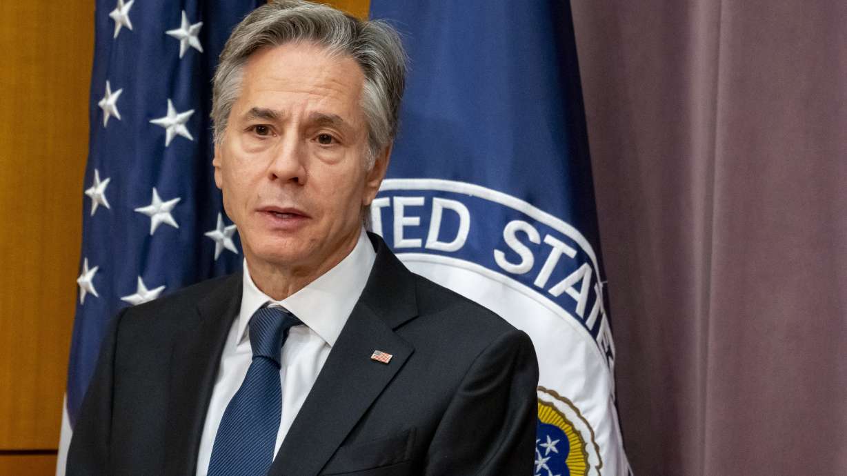 Secretary of State Antony Blinken speaks during an Anti-Corruption Champion Awards Ceremony at the State Department, Thursday, in Washington. Blinken on Sunday defended the emergency sale to Israel of nearly 14,000 rounds of tank ammunition.