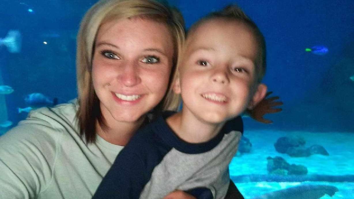 Kaitlyn Anderson, 24, with one of her sons. She was killed in a crash on Dec. 3 in Bear Lake County, Idaho, leaving behind three boys.