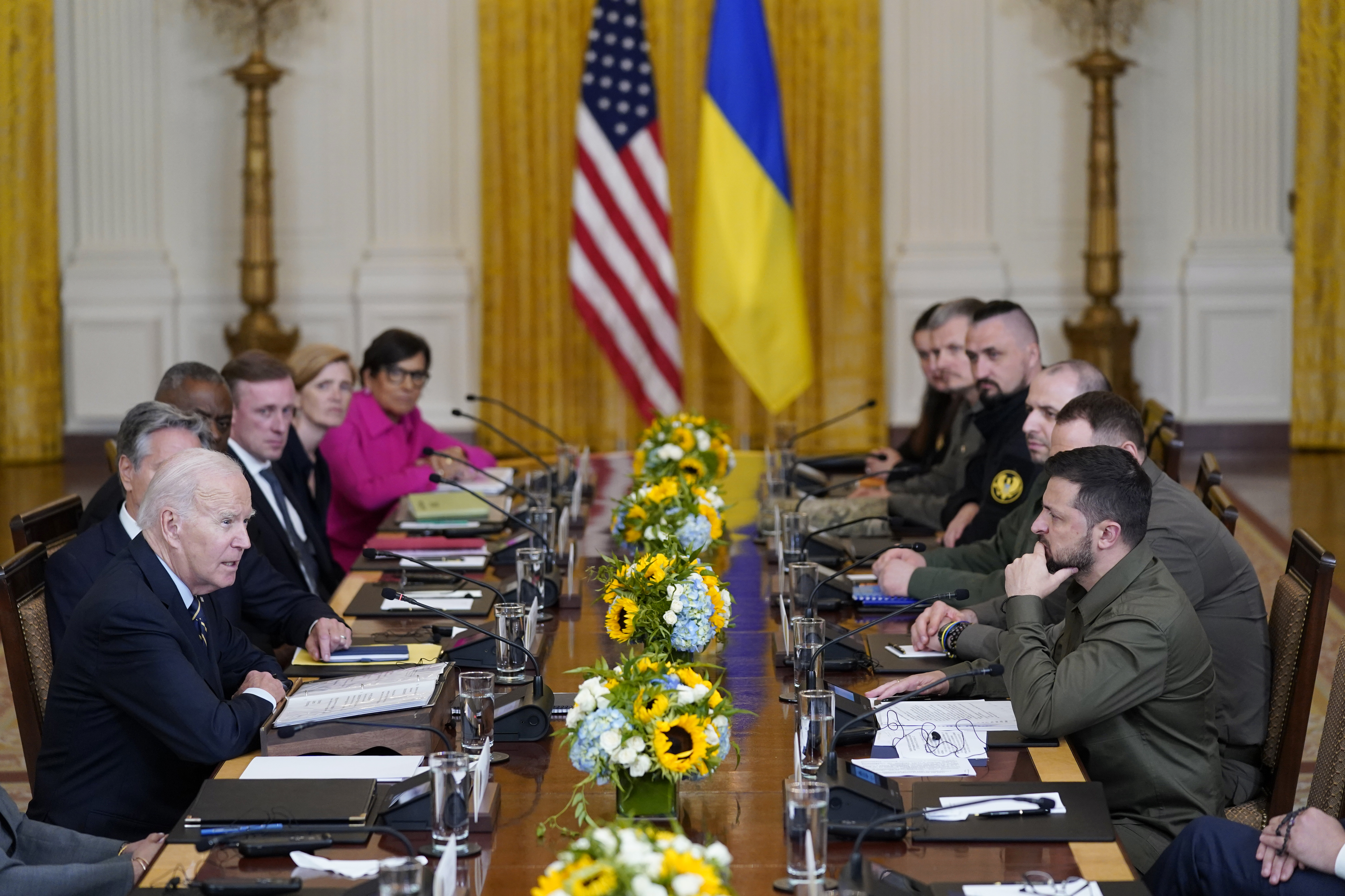 President Joe Biden meets with Ukrainian President Volodymyr Zelenskyy in the East Room of the White House, Sept. 21, in Washington.