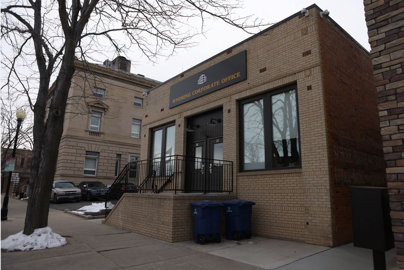 An office building at 30 North Gould Street is pictured in Sheridan, Wyo., Nov. 30. Digital sabotage knocked an international news website offline in August. A nonprofit's investigation led to operations in Wyoming.