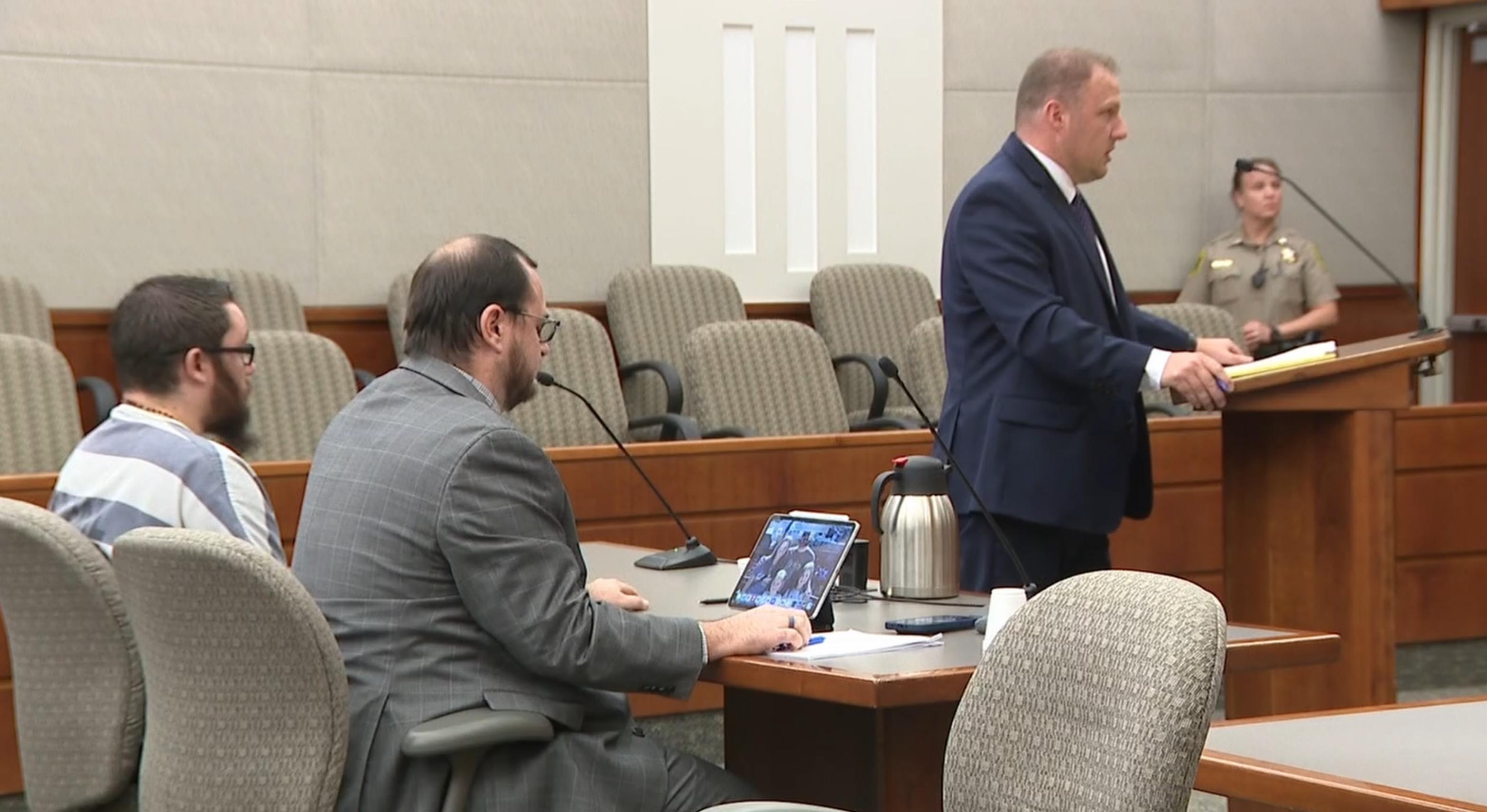 Deputy Davis County attorney Nathanael Swift speaks at the  sentencing for Jeremy Lake Bailey on Tuesday. Bailey was sentenced to three consecutive life sentences for murdering his wife and her parents.
