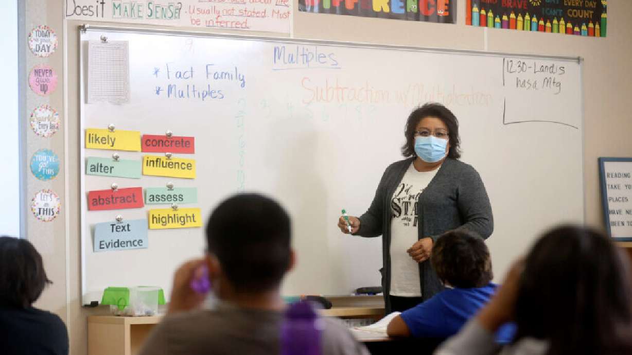 Cara Luna teaches fourth grade at Tse’Bii’Nidzisgai Elementary School in Oljato-Monument Valley, San Juan County, on Sept. 30, 2021. Utah's ACT numbers are still higher than the national average.