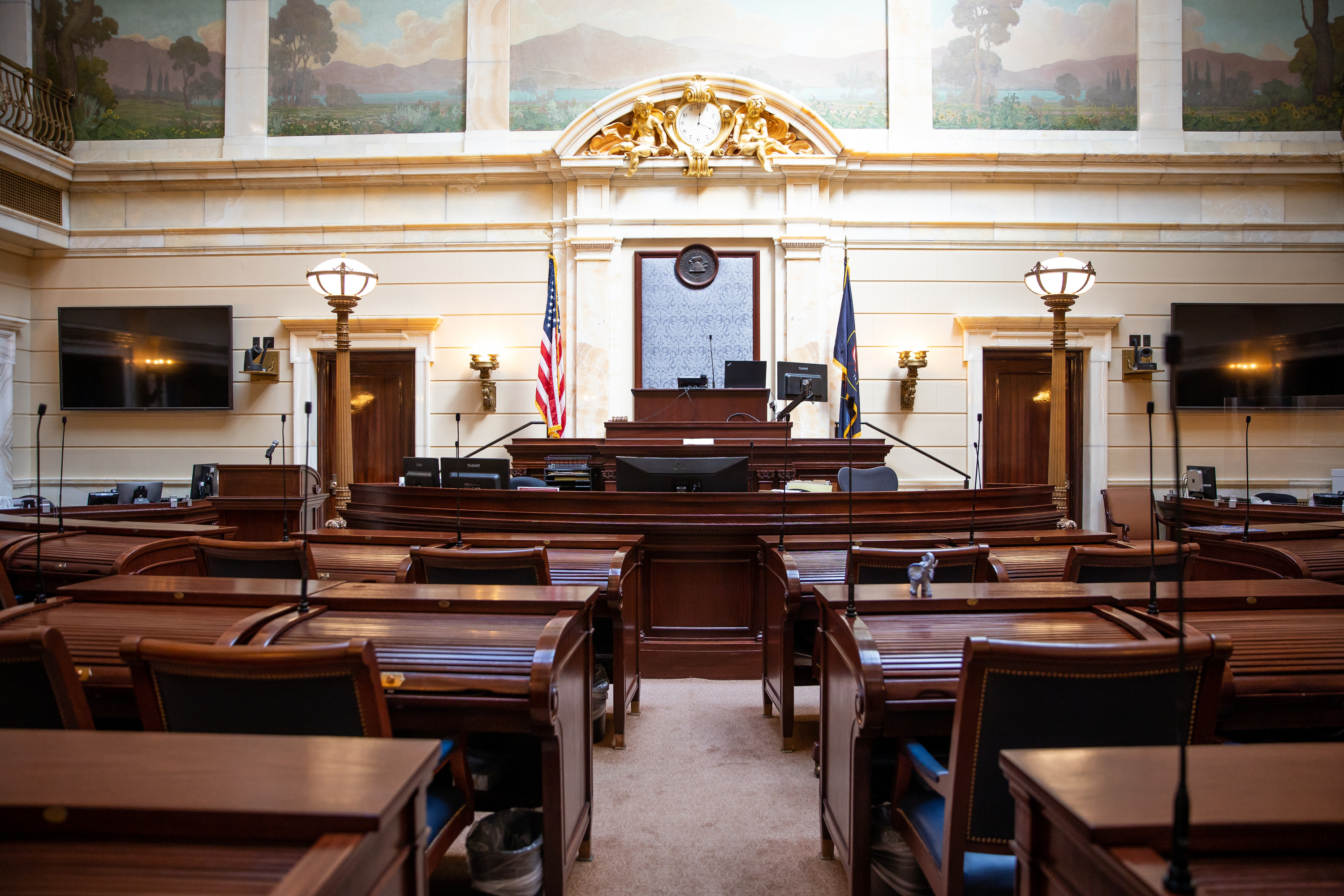 The Senate chamber is pictured at the Capitol in Salt Lake City on March 19, 2021. Republican Senate leaders on Thursday released a list of priorities for the upcoming 2024 legislative session, including affordable housing, water supply and tax cuts.