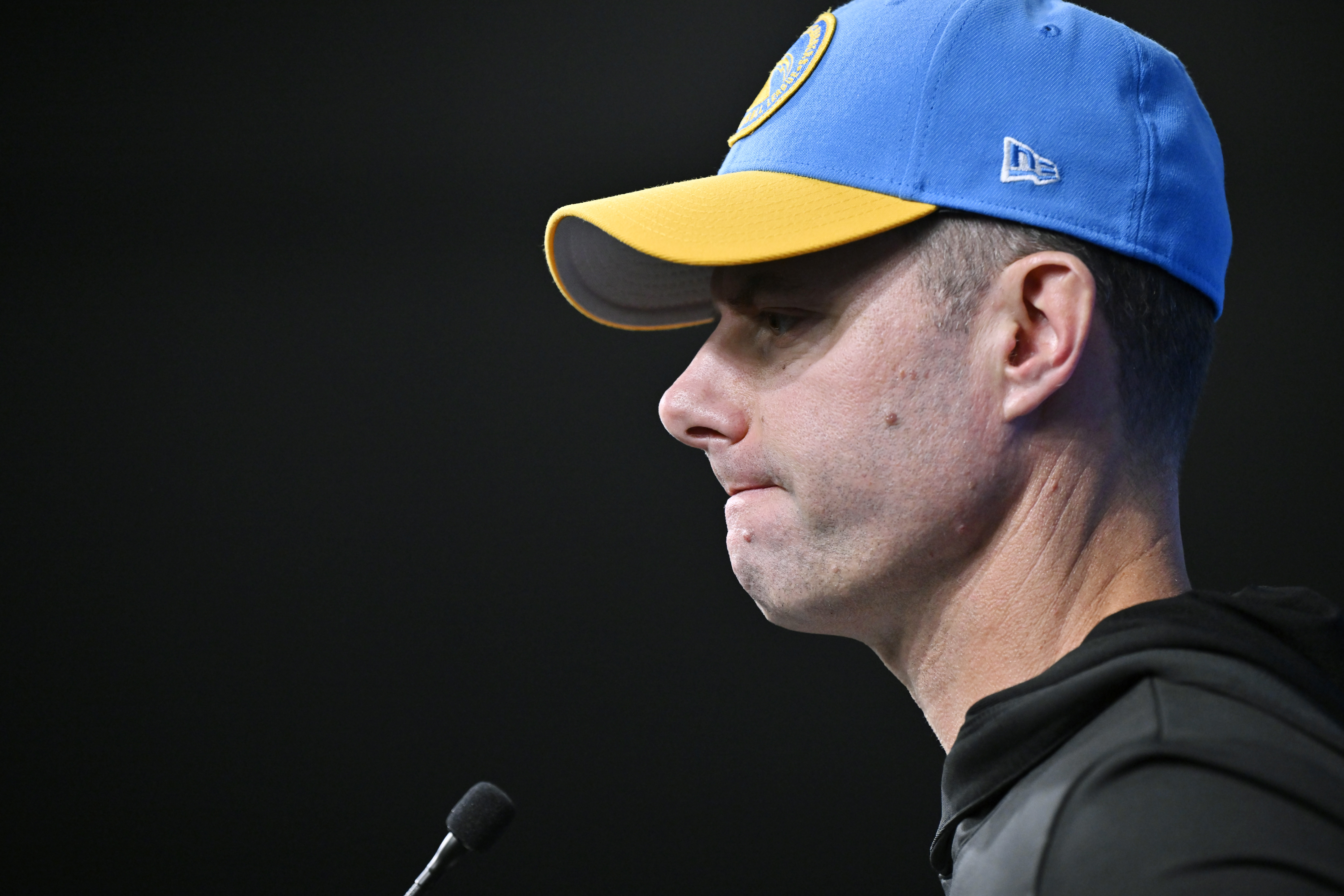 Los Angeles Chargers head coach Brandon Staley speaks during a news conference after an NFL football game against the Las Vegas Raiders, Thursday, Dec. 14, 2023, in Las Vegas. 