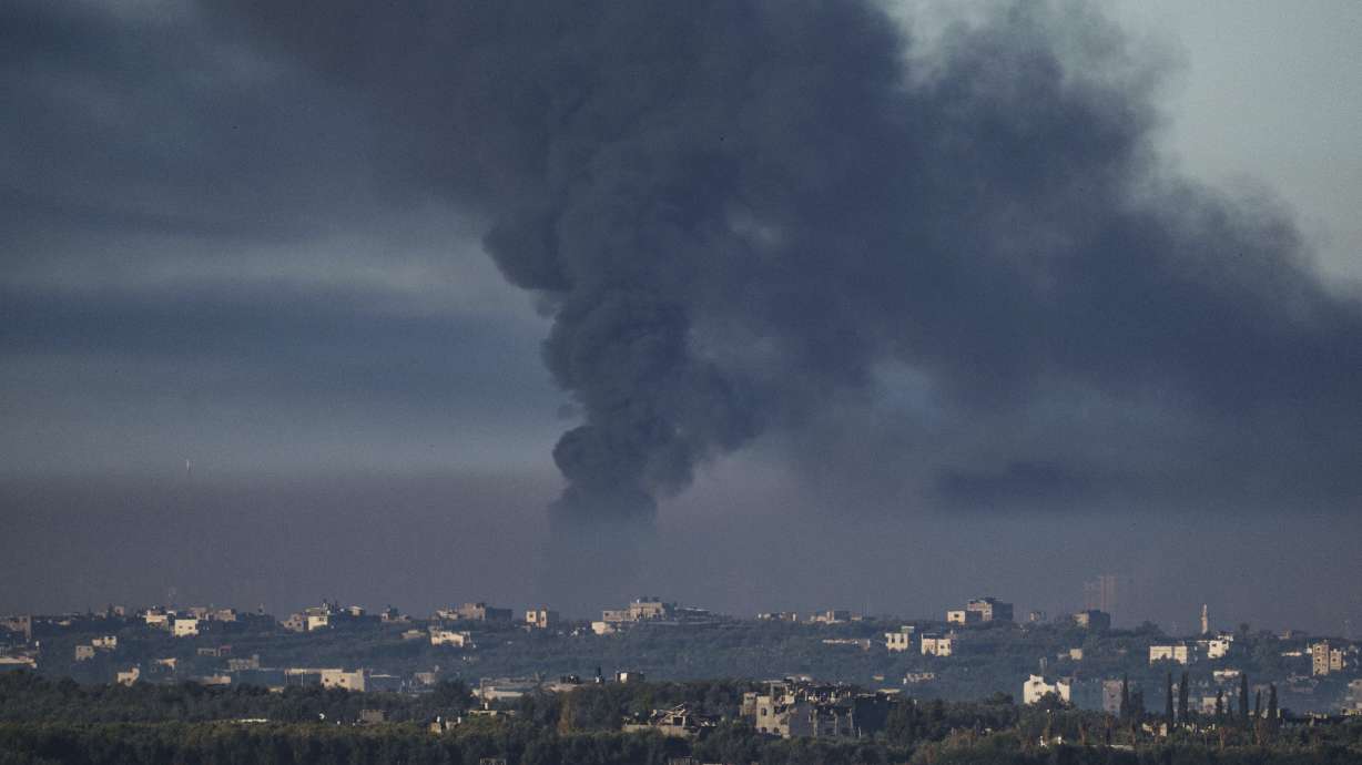 Smoke rises following an Israeli bombardment in the Gaza Strip, as seen from southern Israel, Friday. The Israeli military mistakenly killed three Israeli hostages during its ground operation there.