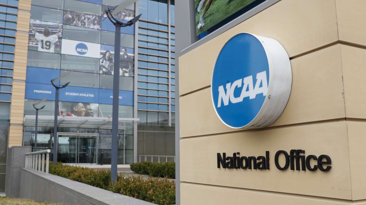 FILE - The NCAA headquarters in Indianapolis is shown in this Thursday, March 12, 2020, file photo. College athletes who were denied the chance to play immediately after transferring a second time can return to competition — for now — after a federal judge issued a 14-day temporary restraining order Wednesday, Dec. 13, 2023, against the NCAA.