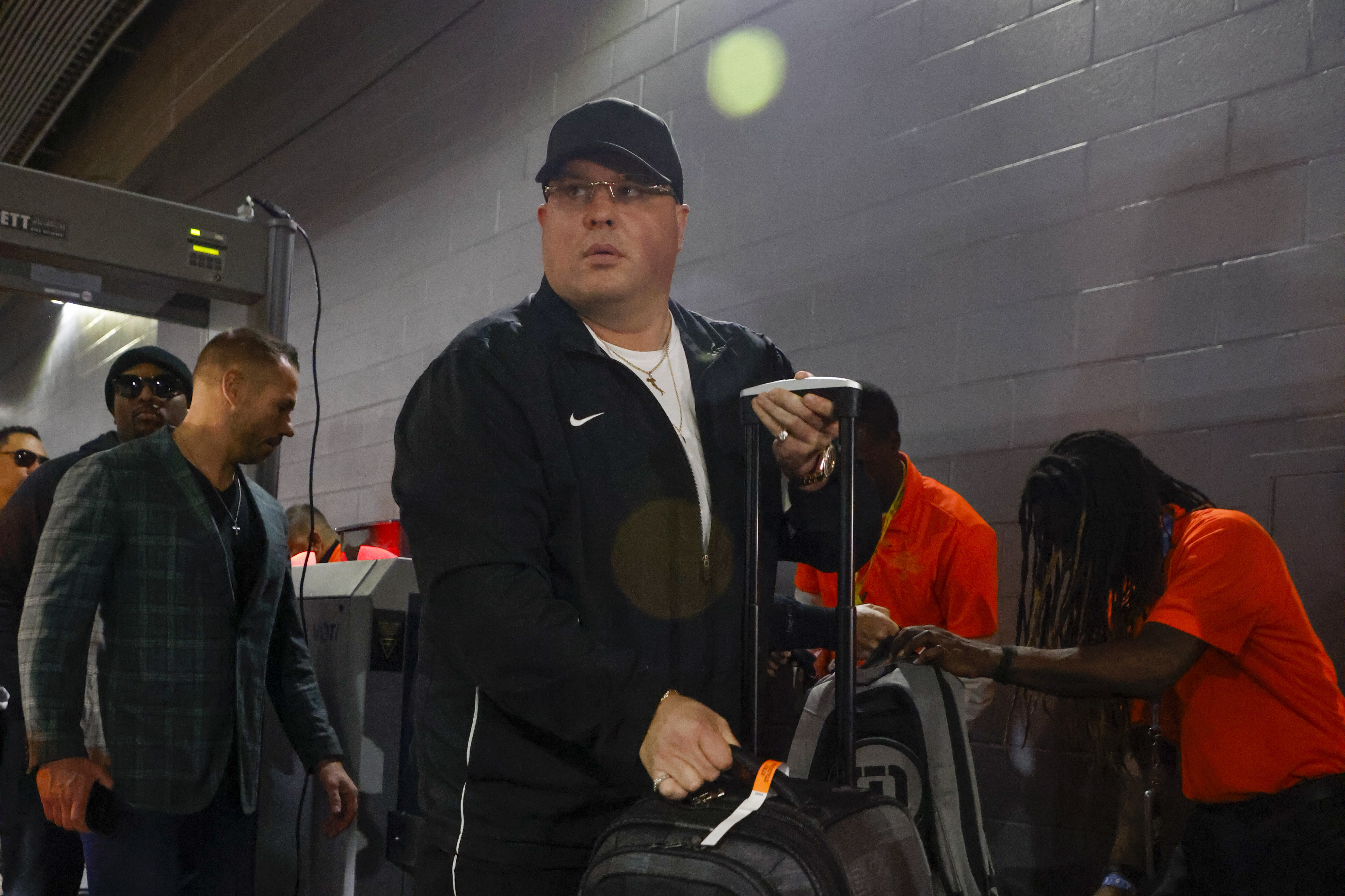 Dom DiSandro, Philadelphia Eagles chief security officer and senior advisor to general manager Howie Roseman, arrives at AT&T Stadium prior to an NFL football game between the Dallas Cowboys and the Eagles , Sunday, Dec. 10, 2023, in Arlington, Texas. DiSandro will not be on the sidelines after the NFL issued him a suspension following an on-field altercation a week earlier in a game against the San Francisco 49ers in Philadelphia. 