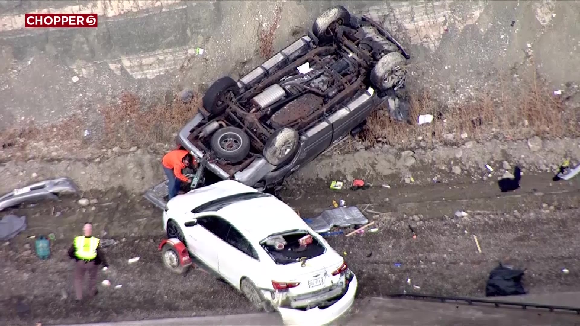 The rollover crash on U.S. 6. is seen on Dec. 13.