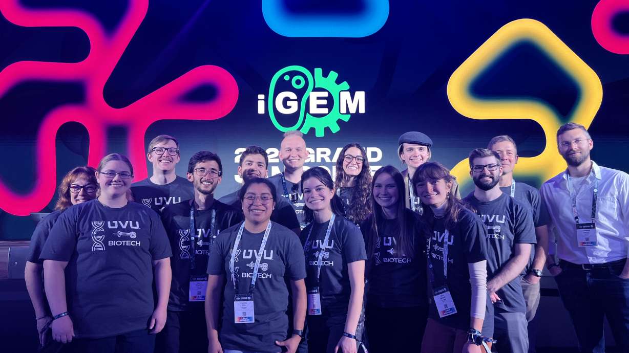 A team of UVU students won a silver medal in November at the International Genetically Engineered Machine Jamboree competition in Paris for its genetically modified algae that could act as a sponge to soak up toxins.