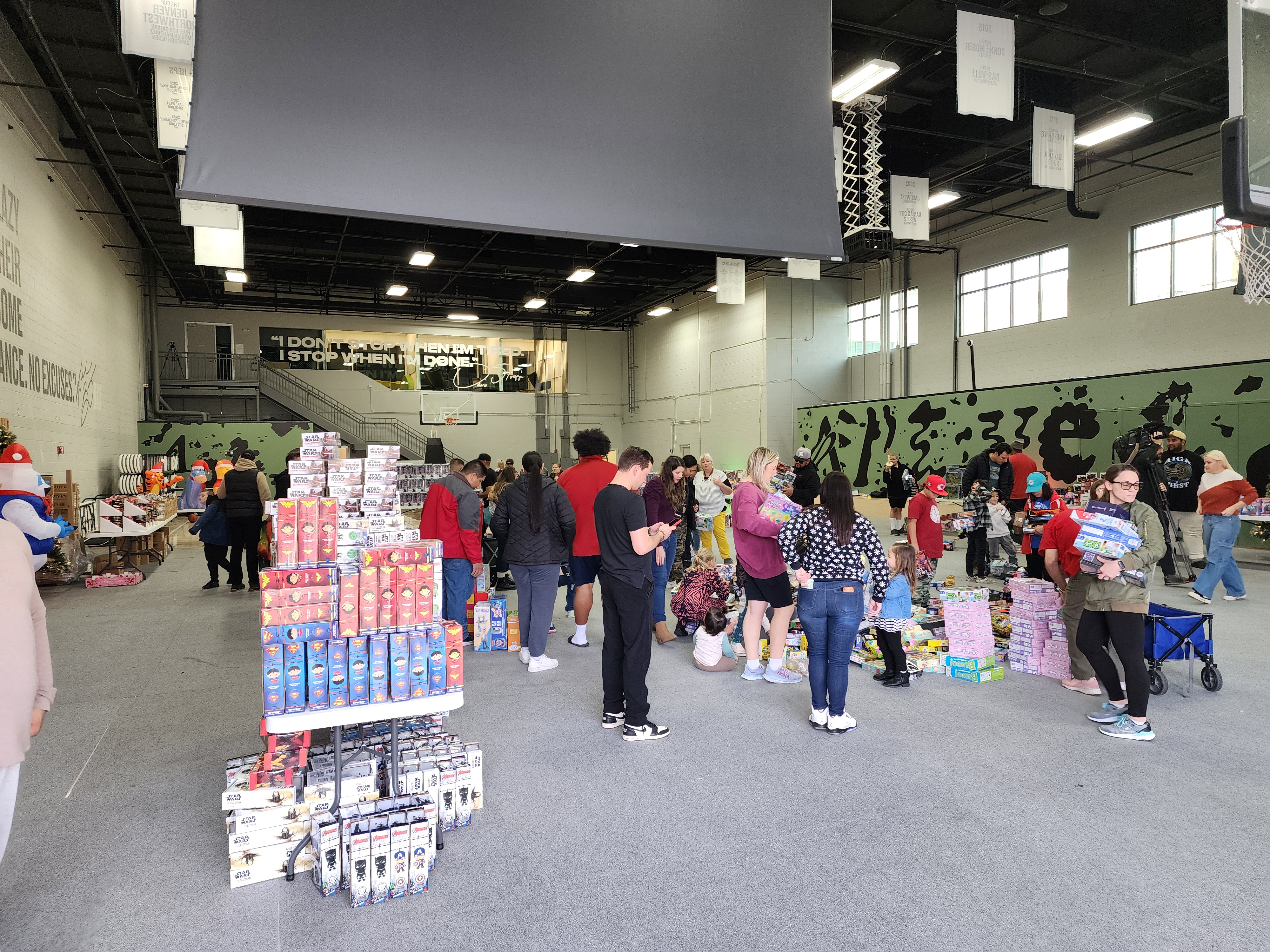 Toys awaiting kids and Utah charities at Aptive Environmental, in Provo, on Saturday.