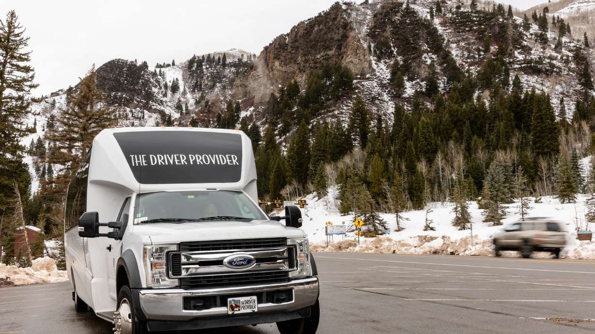 One of the Cottonwood Connect ski shuttles is parked up Big Cottonwood Canyon on Tuesday. The service will return for a second season beginning on Friday.