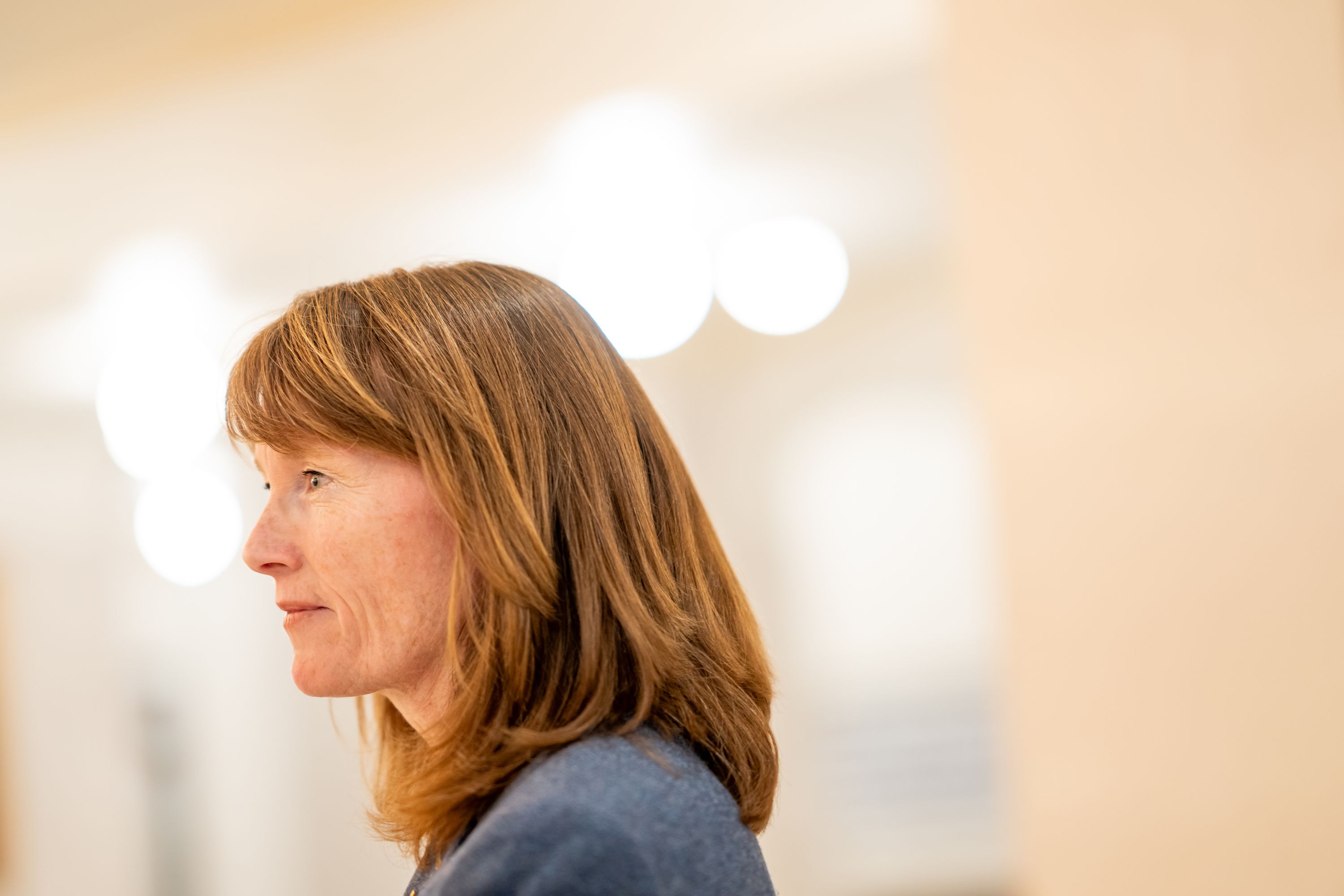 Sen. Kathleen Riebe, D-Cottonwood Heights, gives an interview on election night at the Capitol in Salt Lake City on Nov. 21. Riebe ran against Republican Celeste Maloy in the special election to fill Chris Stewart’s seat in the 2nd Congressional District.