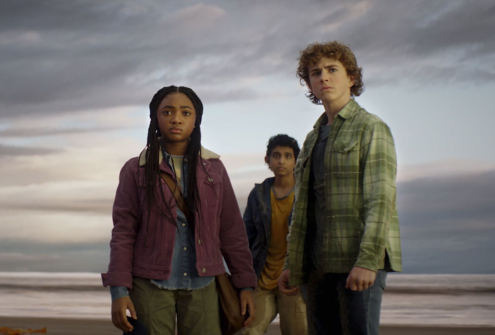 Leah Sava Jeffries, Aryan Simhadri and Walker Scobell in "Percy Jackson and the Olympians."