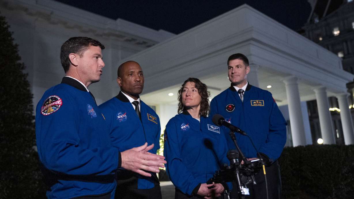 Artemis II crew members from left, Reid Wiseman, Victor Glover, Christina Hammock Koch, and Jeremy Hansen on Dec. 14. NASA and the White House say an international astronaut will be invited on a future moon landing.