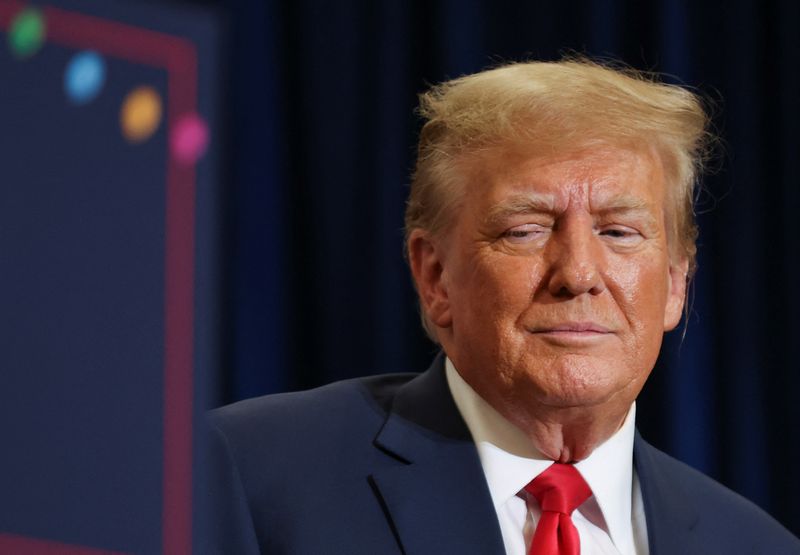 Republican presidential candidate and former U.S. President Donald Trump attends a campaign event in Waterloo, Iowa, on Tuesday. 