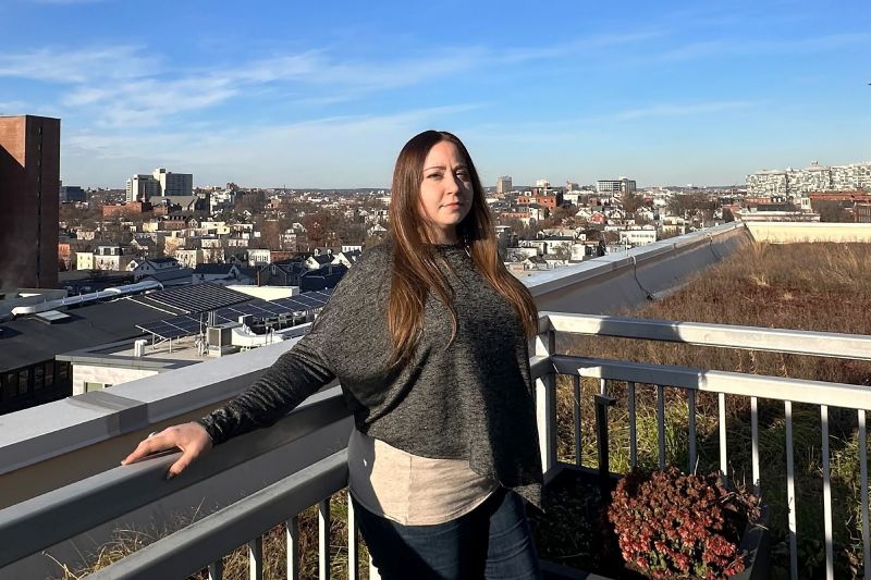 Sage Brook Carbone, a member of the Northern Narragansett Indian Tribe of Rhode Island and a resident of Cambridge, Massachusetts, has successfully advocated to add the language of the Massachusett Tribe, to some street signs in the city, seen on Dec. 8.