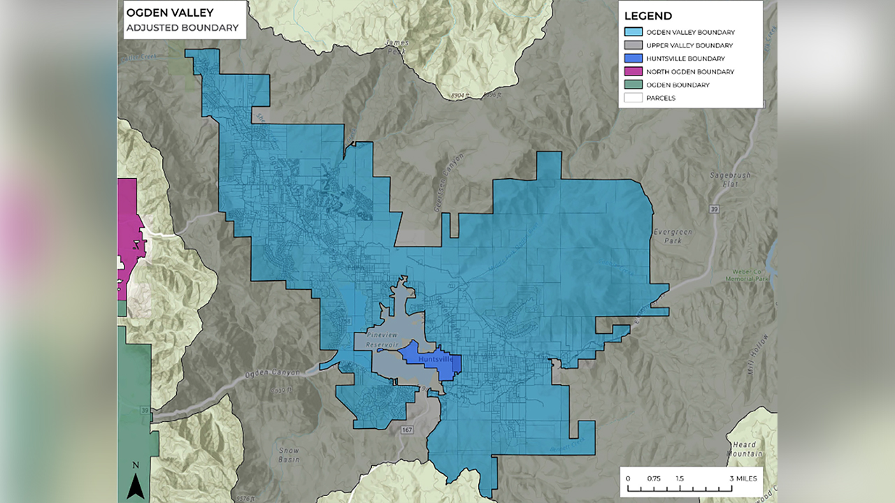 The image shows, in light blue, the area of the proposed city some Ogden Valley residents are trying to create. 