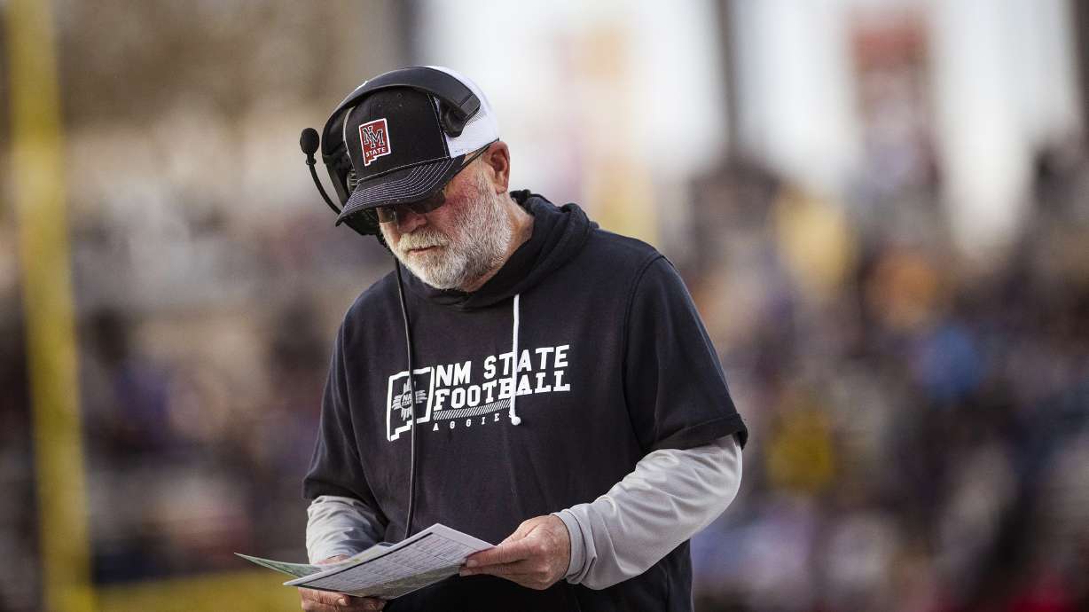 New Mexico State head coach Jerry Kill attends the NCAA college football New Mexico Bowl against Fresno State in Albuquerque, N.M., Saturday, Dec. 16, 2023.