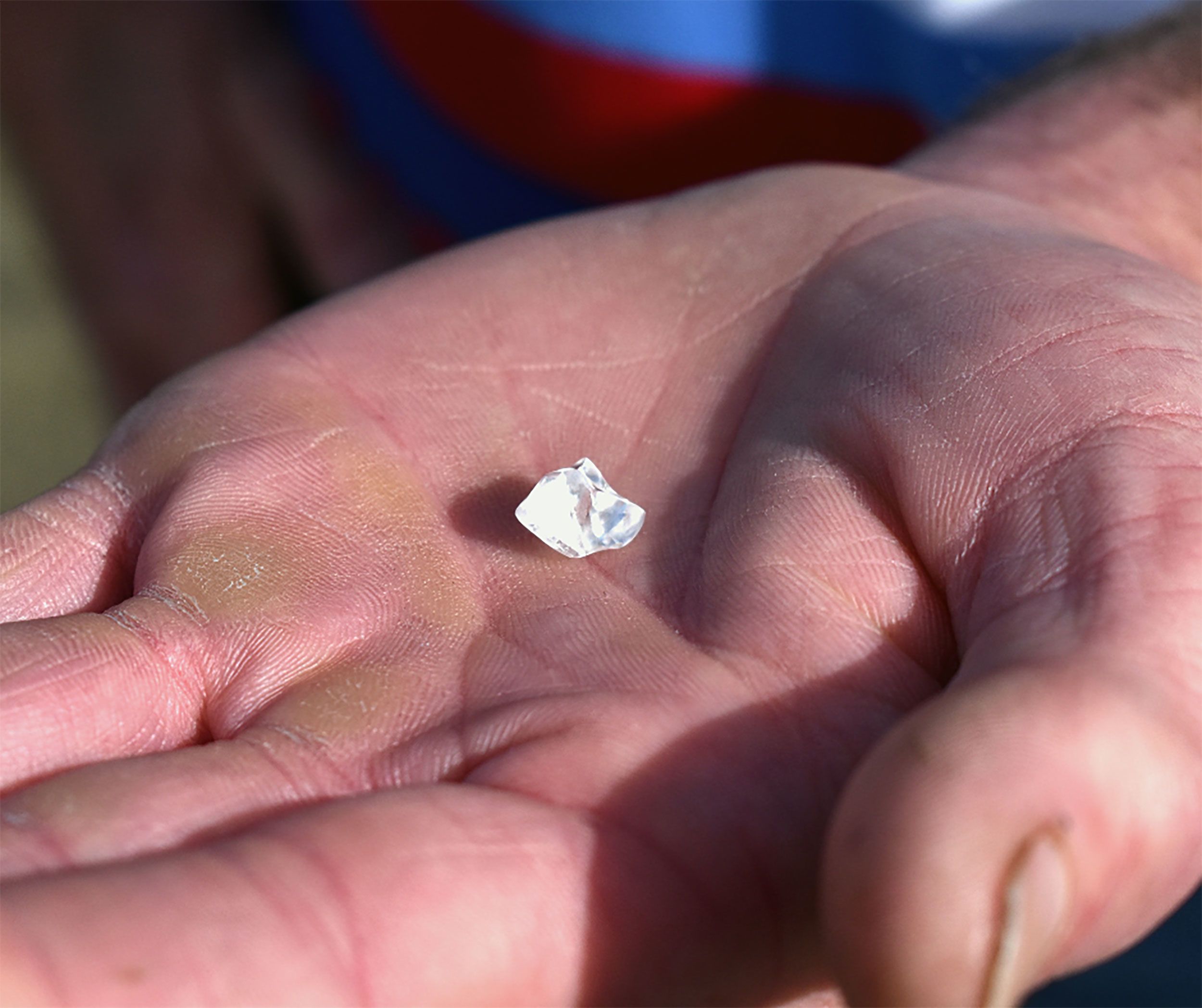 A close-up of the 4.87-carat diamond discovered at the Crater of Diamonds State Park in Murfreesboro last spring.