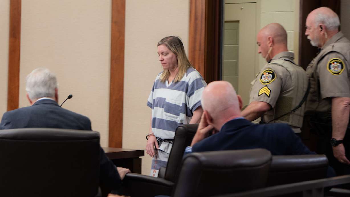 Jodi Hildebrandt enters a St. George courtroom. Kevin Franke is suing Hildebrandt for intentionally causing him and his children emotional distress and for being negligent in her care of the children.