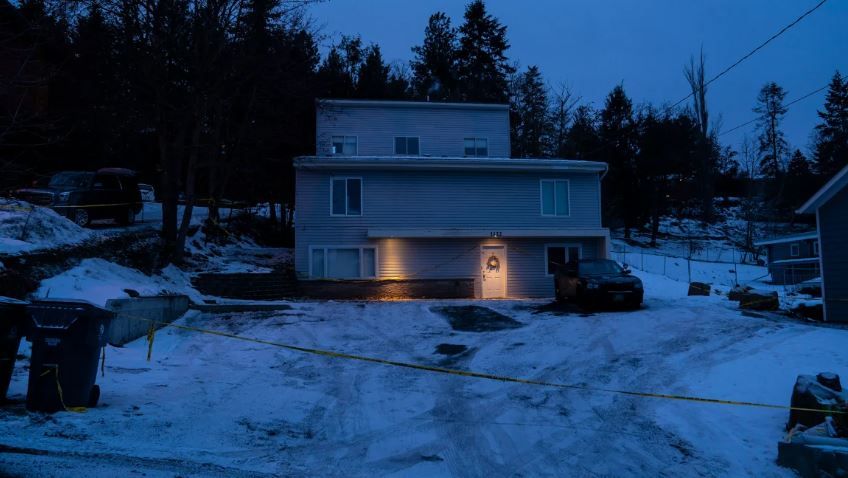 Police tape surrounds the home where four University of Idaho students were killed in Nov. 2022. The University of Idaho on Thursday demolished the off-campus home where four students were fatally stabbed last year.