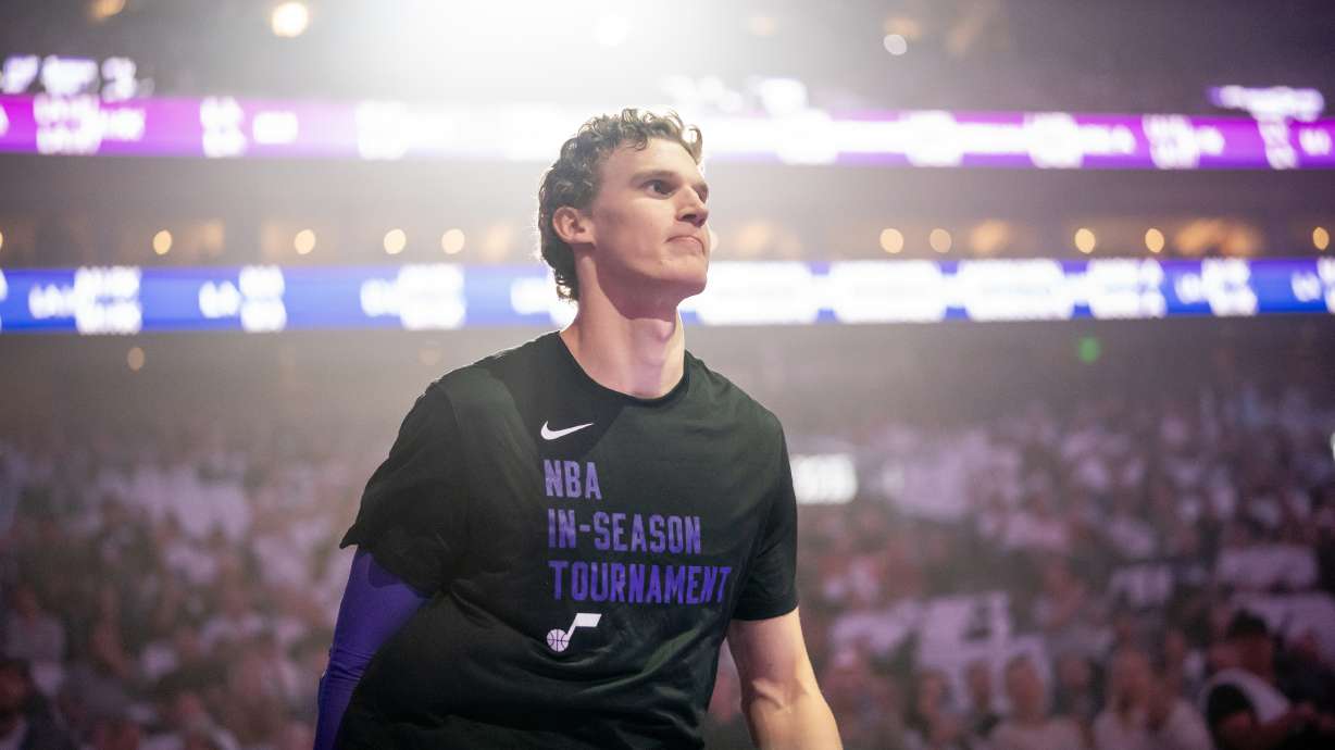 Utah Jazz forward Lauri Markkanen (23) takes the court before the game against the Portland Trail Blazers at the Delta Center in Salt Lake City on Tuesday, Nov. 14, 2023.