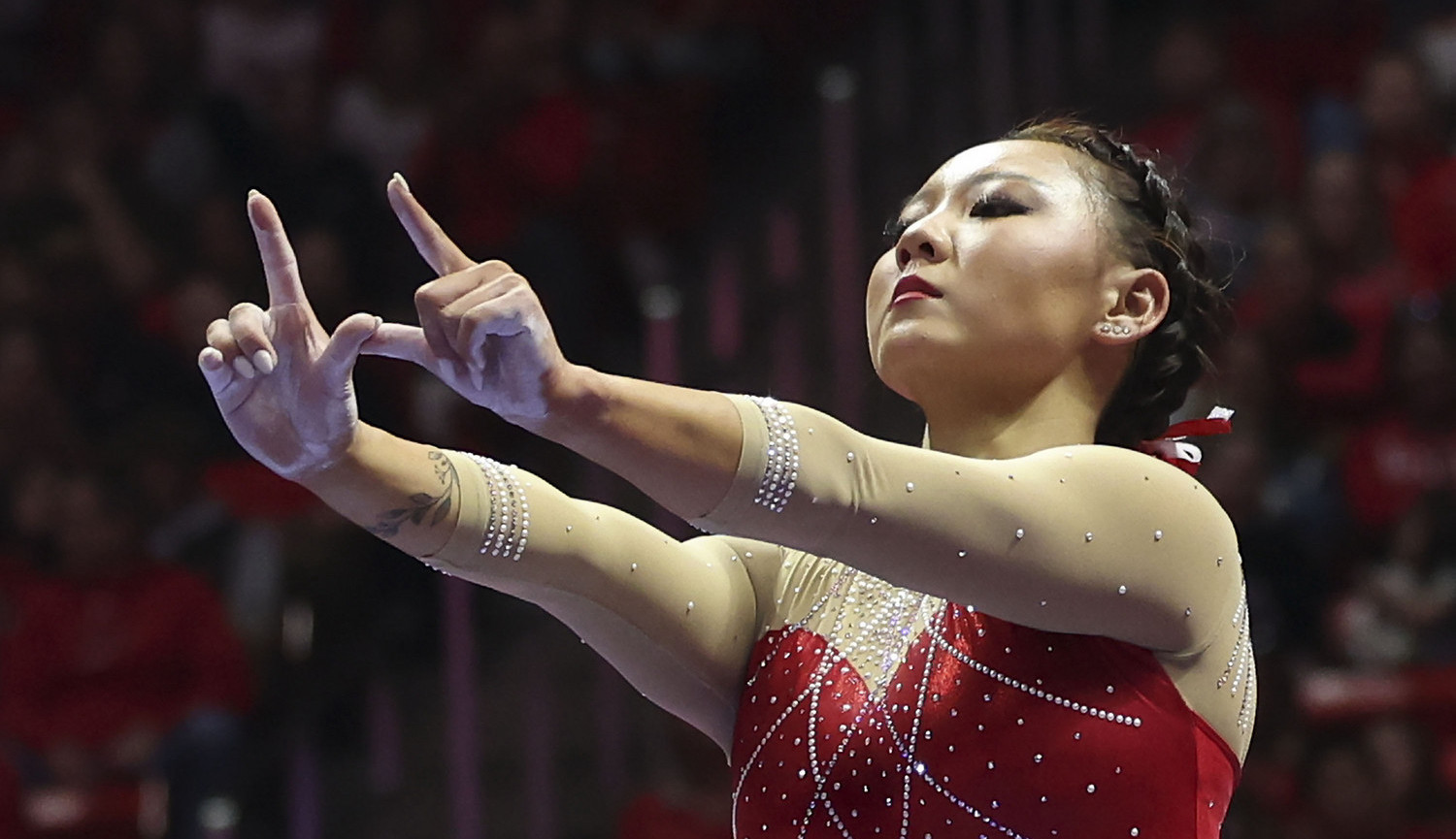 Utah's Kara Eaker competes on the beam as No. 4 Utah takes on No. 5 UCLA at the Jon M. Huntsman Center in Salt Lake City on Feb. 3. Eaker announced her retirement from the sport and withdrawal from the university.