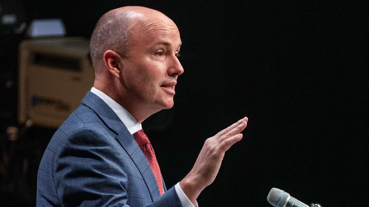 Gov. Spencer Cox speaks to media during a monthly news conference at PBS Utah at the Eccles Broadcast Center in Salt Lake City, Dec. 20. Cox referenced a recent report showing that Utah is the best in the country for upward mobility.