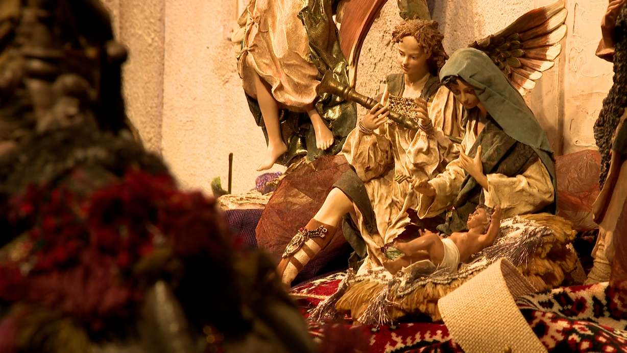 Holly and Jack Zenger hate to put Christmas away because it means putting their many nativity scenes away too, shown here on Thursday.