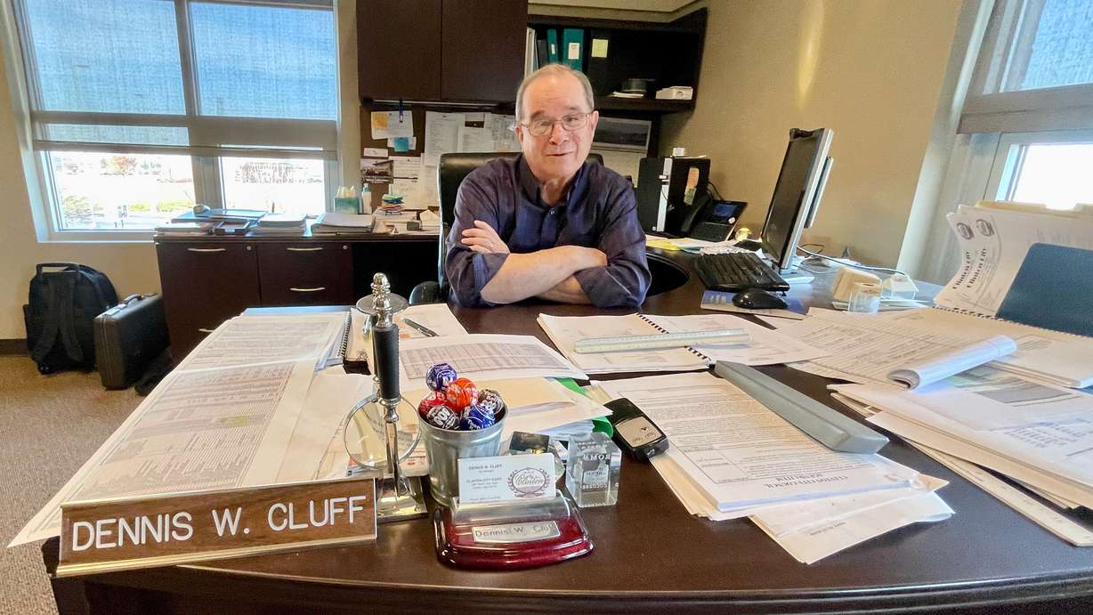 Outgoing Clinton City Manager Dennis Cluff has seen many changes in his 29-plus years in the post. He was photographed in his office on Thursday.