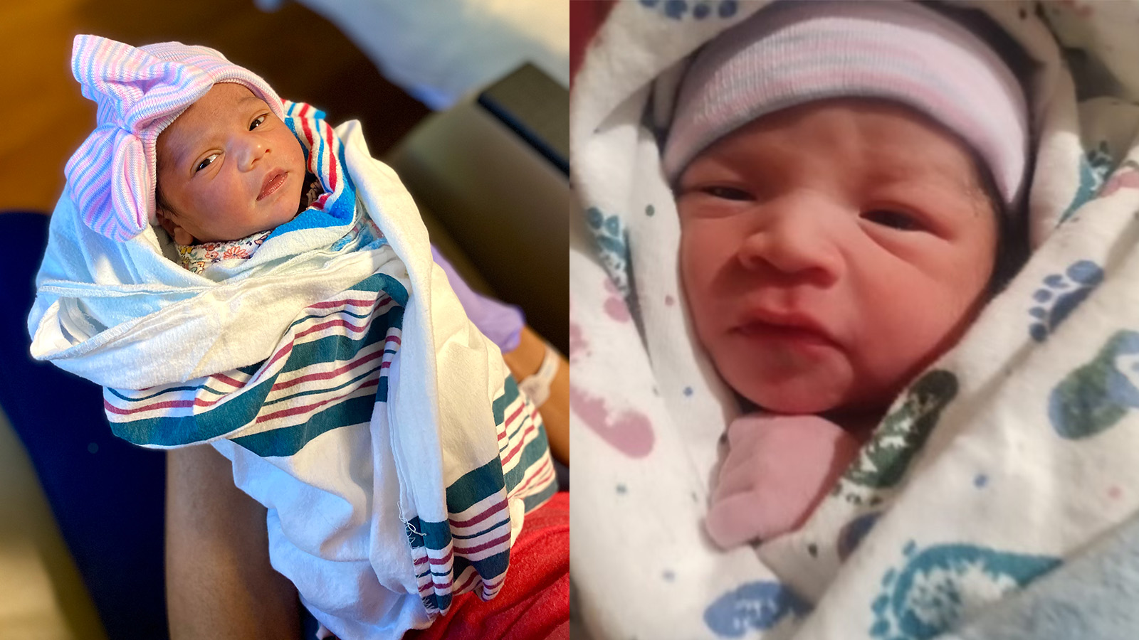 Left: Baby Mira, who was born at St. Mark’s Hospital in Murray. Right: A baby boy born at Intermountain Medical Center in Murray. Both babies were born at 12:18 a.m. on New Year's Day. 