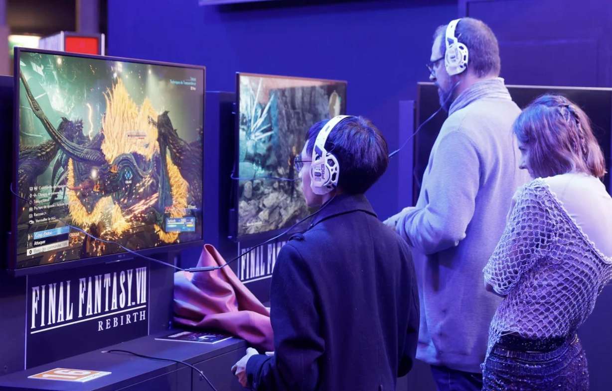 A gamer plays "Final Fantasy VII Rebirth" during Paris Games Week on Oct. 31, in Paris, France.