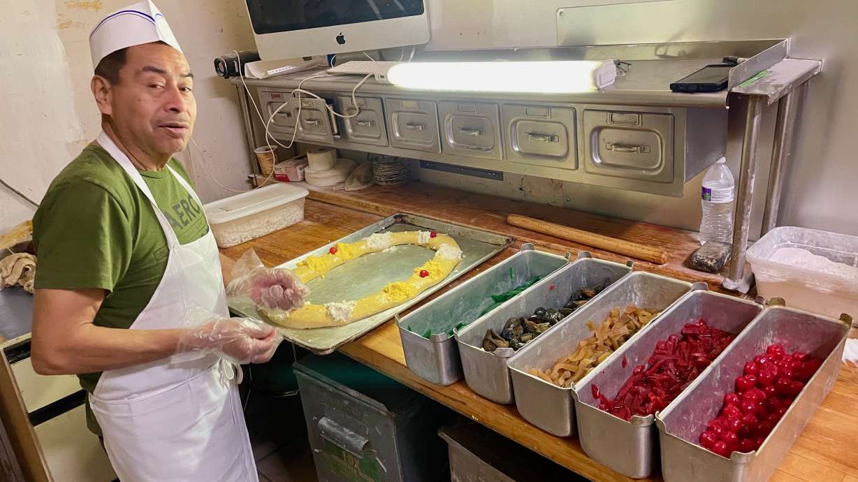 Amado Valdivia of Princess Bakery in Ogden prepares rosca de reyes, or three kings bread, Wednesday. The ring-shaped bread is a staple of Día de los Reyes, or Three Kings Day, celebrated among Latinos in Mexico, Puerto Rico and many other areas.