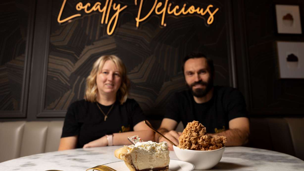 Misty Shawcroft, left, and Marc Favreau pose for a picture at The Dessert Collective in American Fork on Jan. 2. Along with Rachel Knight, not pictured, the three co-own the company.