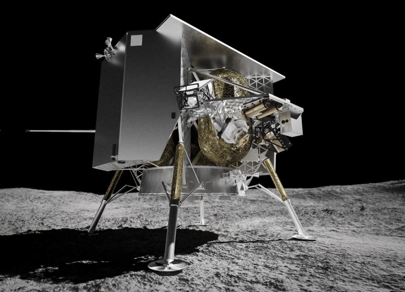 This illustration depicts the Peregrine lunar lander on the surface of the moon. Its expected launch date is Jan. 8.