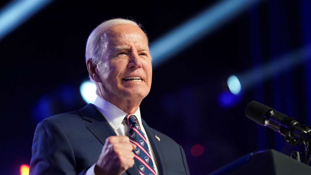 President Joe Biden delivers a speech to mark the third anniversary of the Jan. 6, 2021 attack on the U.S. Capitol at Montgomery County Community College, in Blue Bell, near Valley Forge, Penn., Friday.