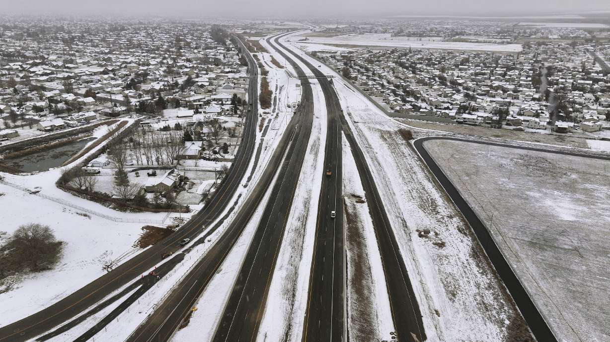 The new West Davis Highway in Davis County on Friday. The new 16-mile, four-lane divided highway runs from I-15 near Glovers Lane in Farmington to West Point.