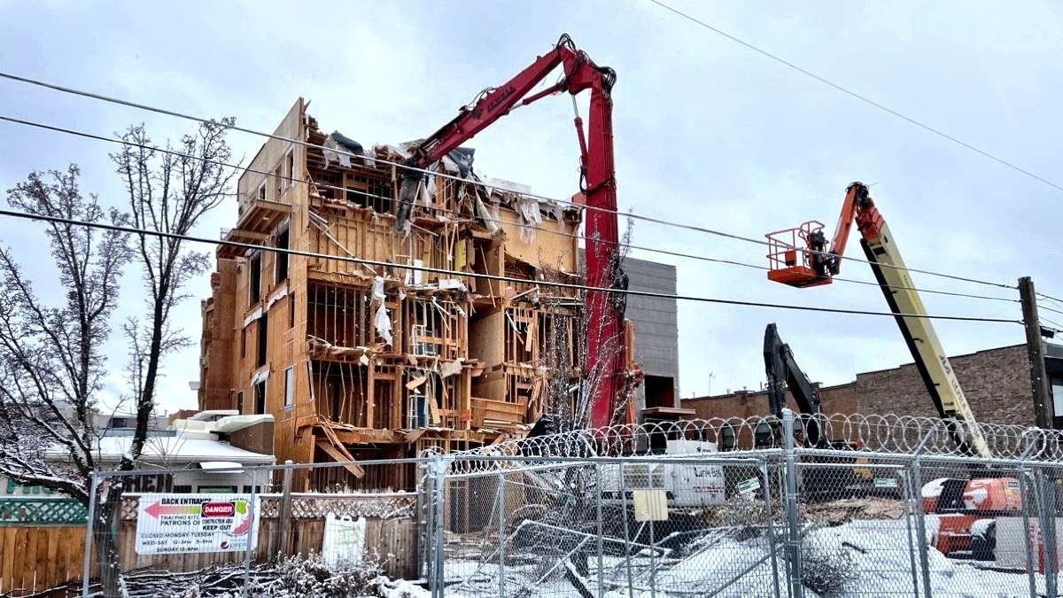 An incomplete building at 144 25th St. in Ogden facing demolition on Jan. 5, 2024. The developer of the project is suing the contractor that handled the work stemming from numerous alleged structural deficiencies in the building.