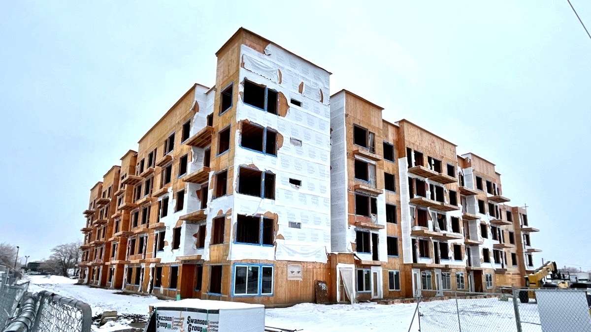 An incomplete building at 395 12th St. in Ogden on Friday. The developer of the project is suing the contractor that handled the work, stemming from numerous alleged structural deficiencies in the building, which the developer is working to remedy.