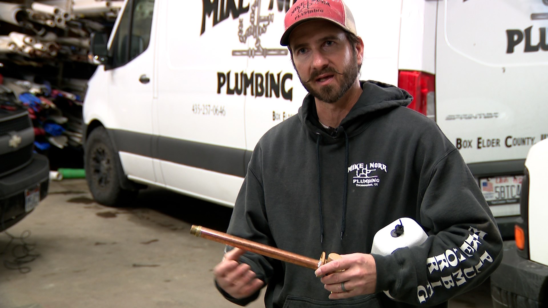 Zack Craghead, owner of Mike Norr Plumbing in Tremonton, says to watch out for pipes that may be near outside vents.