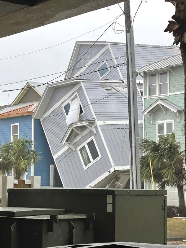 This photo provided by Bay County Sheriff's Office shows storm damage around around Panama City Beach, Fla., in Bay County, early Tuesday. A sprawling storm has hit the South with strong thunderstorms and tornado warnings that blew roofs off homes.