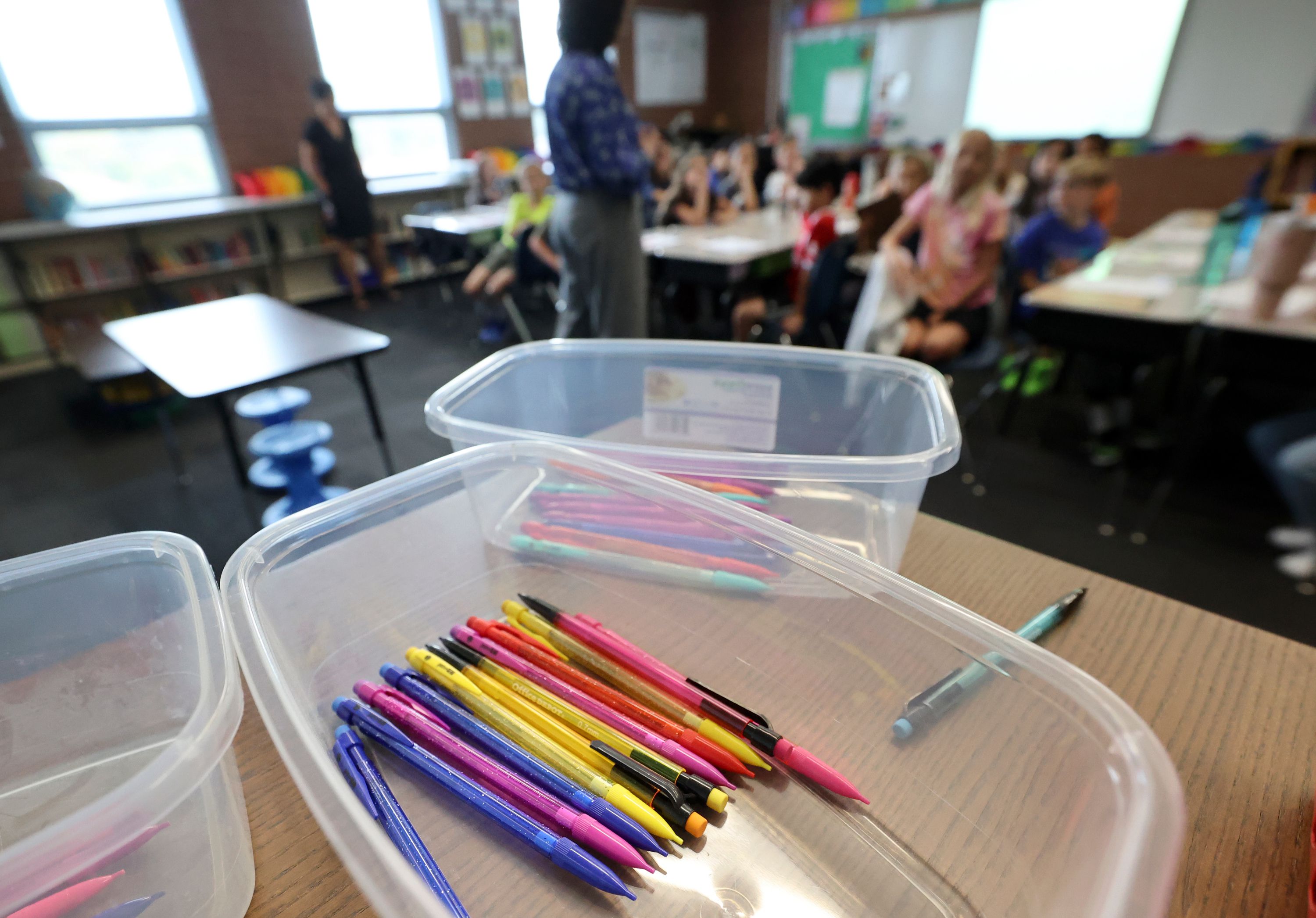 A classroom at Hawthorne Elementary School in Salt Lake City on Aug. 22, 2023. A nationwide trend toward more school closures continues in Utah.